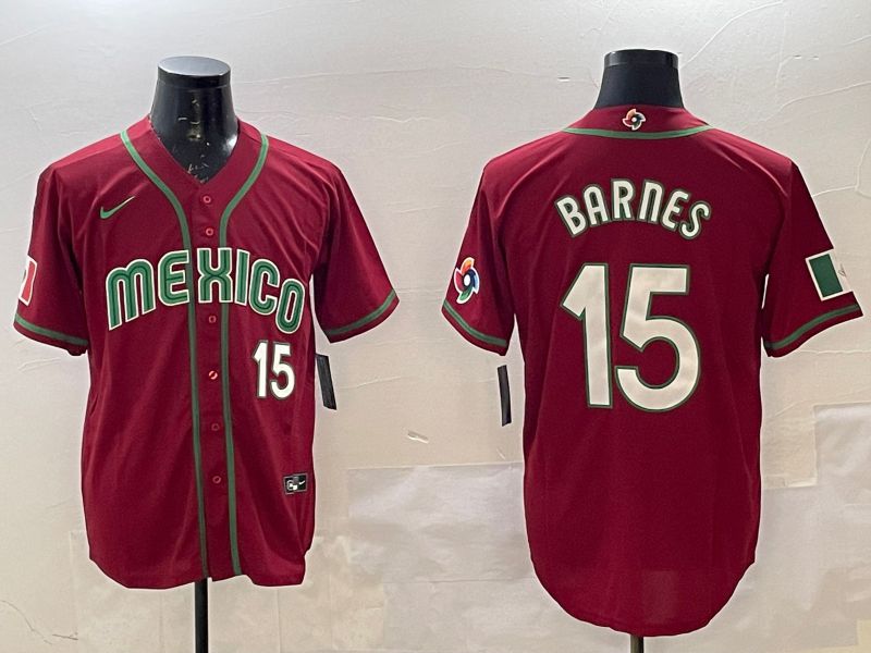 Men 2025 World Cub Mexico #15 Barnes Red Nike MLB Jersey style 4->more jerseys->MLB Jersey